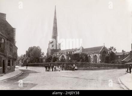 Vintage photograph, late 19th, early 20th century, view of 1890 - St Mary's Church, Bridgwater, Somerset Stock Photo