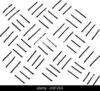 Abstract hand drawn monochrome simple doodle vector pattern of group of straight lines. Black stripe snippet on white background Stock Vector