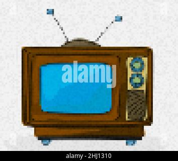 Pixel art retro tv vector icon Stock Vector