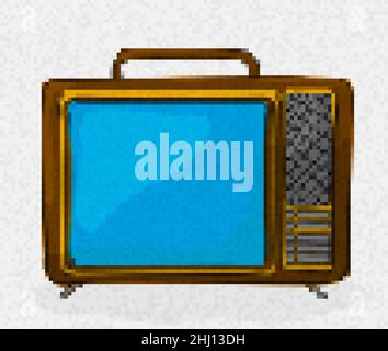 Pixel art retro tv vector icon Stock Vector