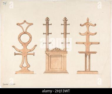 Design for Three Hat or Coat Racks, Anonymous, British, 19th century ...