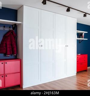 Interior design in a modern Scandinavian style. Repair. Furniture made of wood Stock Photo
