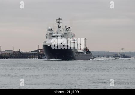 The Serco Denholm operated offshore supply vessel SD NORTHERN RIVER leaving harbour. The ship is heading to Scotland for a maintenance period Stock Photo