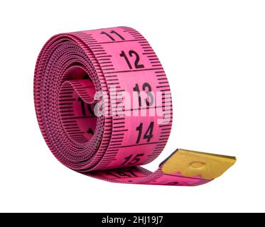 https://l450v.alamy.com/450v/2hj19j7/pink-rubber-tape-measure-for-sewing-cloth-or-fabric-isolated-on-the-white-2hj19j7.jpg