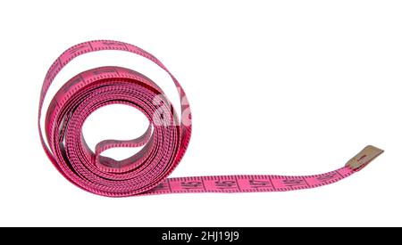 https://l450v.alamy.com/450v/2hj19j9/pink-rubber-tape-measure-for-sewing-cloth-or-fabric-isolated-on-the-white-2hj19j9.jpg