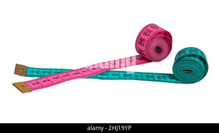Pink Rubber Tape Measure for Sewing Cloth or Fabric Isolated on