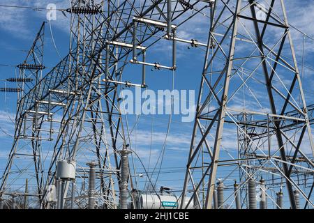 Georgia Power's 1st Avenue electrical substation along the Chattahoochee River in Columbus, Georgia. (USA) Stock Photo