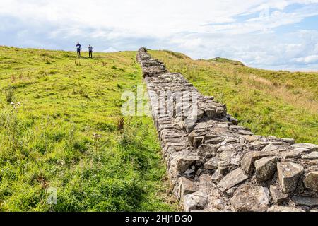 Hadrians Wall at Caw Gap, Shield on the Wall, Northumberland UK Stock Photo