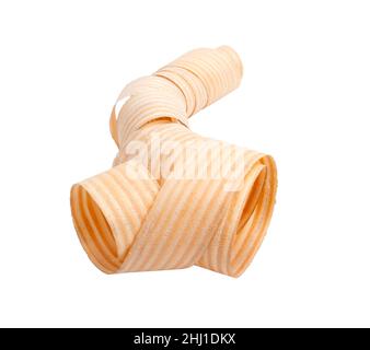 Wooden sawdust roll isolated on the white Stock Photo