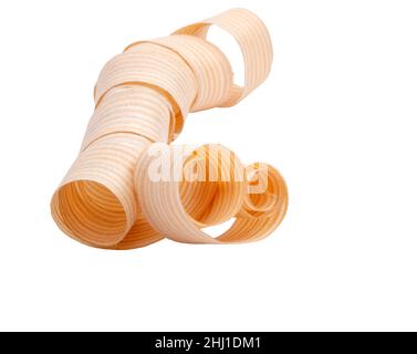 Wooden sawdust roll isolated on the white Stock Photo