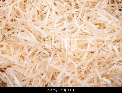 Sawdust for packing gifts texture or background Stock Photo