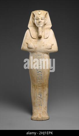 Shabti of Merneptah ca. 1213–1203 B.C. New Kingdom, Ramesside Merneptah was the fourteenth son of Ramesses II by his queen Istnofret. Already of advanced age, he built little except for a palace at Memphis, his mortuary temple at Thebes (for which he took much of the building material as well as many of the statues from the adjacent temple of Amenhotep IIII), and his exceptionally large tomb in the Valley of the Kings. After the long reign of Ramesses II and the period of peace begun with the Hittite treaties, the whole Mediterranean world was in upheaval. Egypt was attacked from the west by t Stock Photo