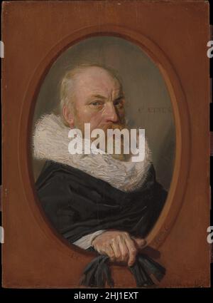 Petrus Scriverius (1576–1660) 1626 Frans Hals Dutch Scriverius was a distinguished historian, poet, and scholar of classical literature. His wife, Anna van der Aar, was the daughter of a Leiden city councilman. In this pair of portraits Hals employs the scale, oval format, and illusionistic framing device that for several decades had been common in Dutch portrait prints. The male portrait alone was engraved in 1626, by Jan van de Velde II; impressions would have been sent to scholarly colleagues throughout Europe. The panels were retained as family keepsakes, in which Hals achieved the same vi Stock Photo