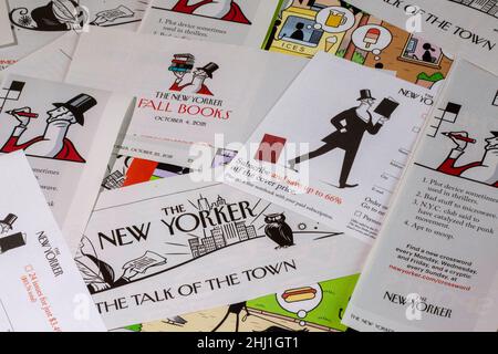 Still Life featuring 'Eustace Tilly' symbolic character of 'The New Yorker Magazine', New York City, USA Stock Photo