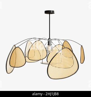 Wicker Pendant lamp 3d model concept render Stock Photo