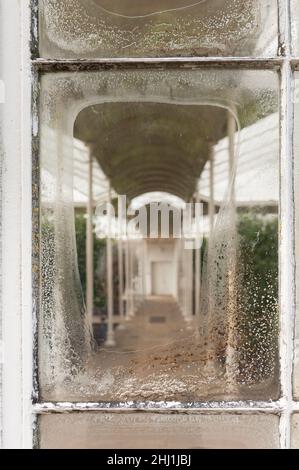 Deposited salt layers on inside of steel glass windows producing ...
