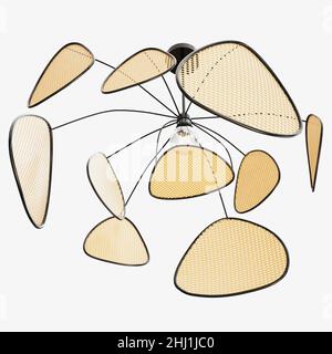 Wicker Pendant lamp 3d model concept render Stock Photo