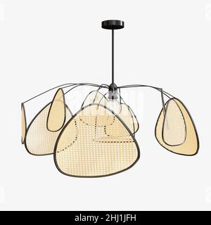 Wicker Pendant lamp 3d model concept render Stock Photo