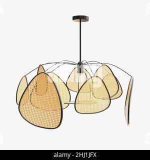 Wicker Pendant lamp 3d model concept render Stock Photo