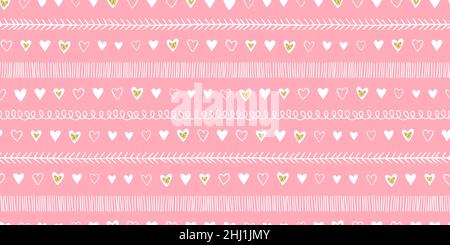 Cute hand drawn hearts seamless pattern, lovely romantic background, great for Valentine's Day, Mother's Day, textiles, wallpapers, banners - vector d Stock Vector