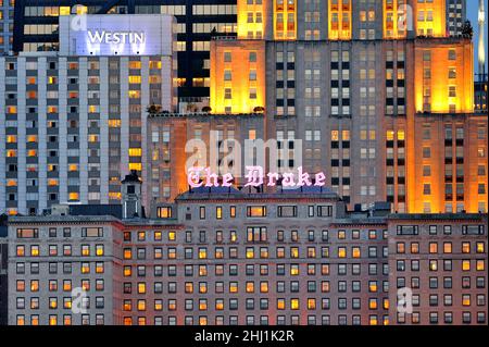 Chicago, Illinois, USA. A close up view of hotel and residences along Chicago's north Michigan Avenue also known as the Magnificent Mile. Stock Photo