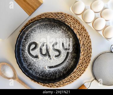 Ingredients for baking and kitchen utensils, easy to cook Stock Photo