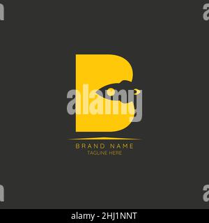 Logo template letter B with rocket incorporated. Negative Space abstract Style Modern Vector Editable Stock Vector