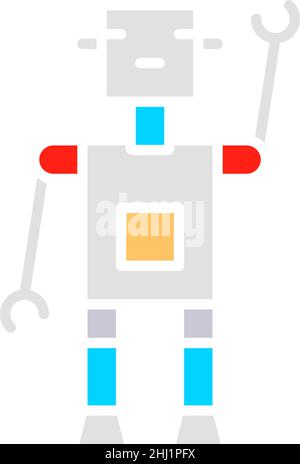 Robot, bot, chatbot, artificial intelligence white line icon. Stock Vector