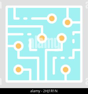 CPU, computer chip, electronic circuit, processor white line icon. Stock Vector