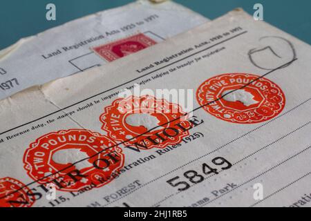 land registry, stamp duty land tax historic stamp Stock Photo