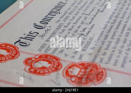 land registry, stamp duty land tax historic stamp Stock Photo