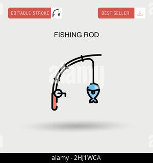 Fisherman with a fishing rod icon, simple style Stock Vector Image