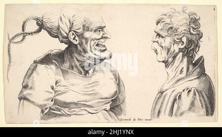 Two deformed heads 1645–50 Formerly attributed to Wenceslaus Hollar Bohemian. Two deformed heads  360749 Stock Photo