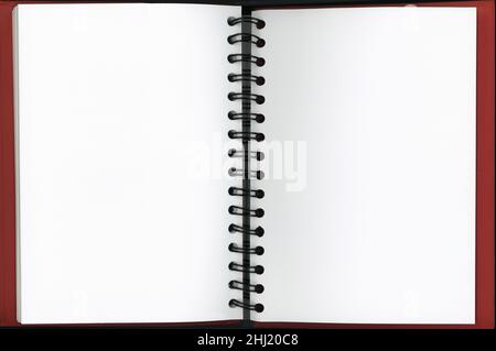 Blank ring bound artist sketchbook with a red-brown cover Stock Photo
