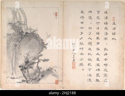 Eight Landscape Scenes and Calligraphy 19th century Unidentified artist. Eight Landscape Scenes and Calligraphy  53594 Stock Photo