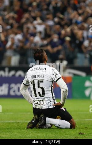 Sao Paulo, Brazil. 25th Jan, 2022. Sao Paulo, Brazil, Jan 25th, 202 Paulinho of Corinthians during the Campeonato Paulista football match between Corinthians and Ferroviaria at the Neo Quimica Arena in Sao Paulo, Brazil. The game ended in a 0-0 draw. Ricardo Moreira/SPP Credit: SPP Sport Press Photo. /Alamy Live News Stock Photo