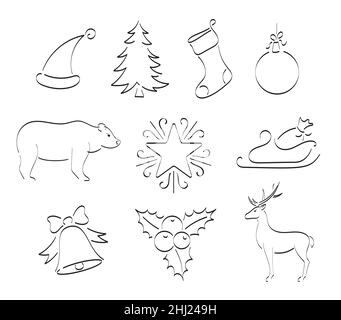 Santa Claus Vintage Engraved Outline 2024 Detailed Sketch with Classic Illustration, black white 