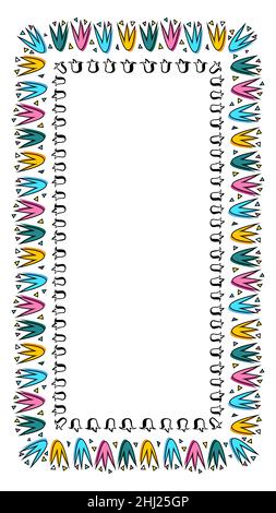 Tulips flowers frame story. Vector pattern brushes Stock Vector