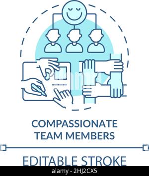 Compassionate team members turquoise concept icon Stock Vector