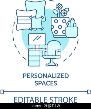 Personalized spaces turquoise concept icon Stock Vector