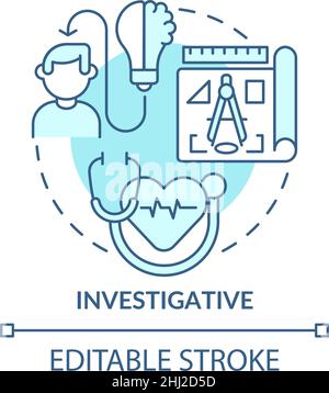 Investigative occupation turquoise concept icon Stock Vector
