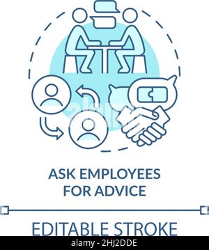 Ask employees for advice turquoise concept icon Stock Vector
