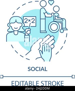 Social occupation turquoise concept icon Stock Vector