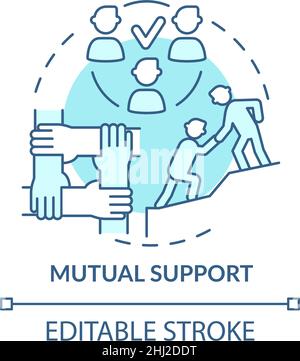 Mutual support turquoise concept icon Stock Vector