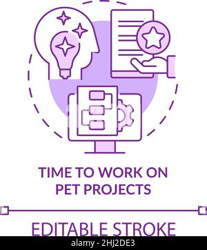 Time to work on pet projects purple concept icon Stock Vector