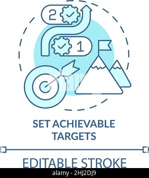 Set achievable targets turquoise concept icon Stock Vector