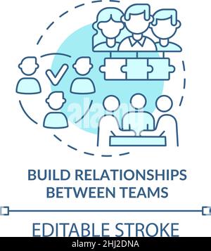 Build relationships between teams turquoise concept icon Stock Vector