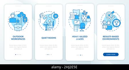 Creating positive work culture blue onboarding mobile app screen Stock Vector