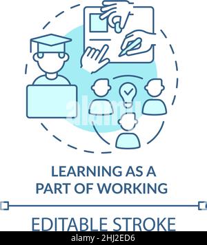 Learning as part of working turquoise concept icon Stock Vector