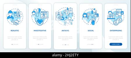 Work environment kinds blue onboarding mobile app screen Stock Vector